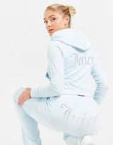 JUICY COUTURE Diamante Velour Full Zip Felpa Con Cappuccio Donna